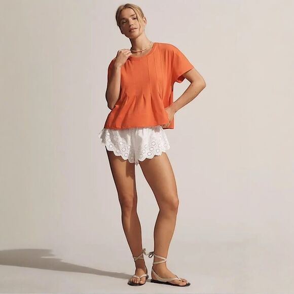 NWT Anthropologie Top Pilcro Pleated Swing Tee Red Size Large - Picture 5 of 7